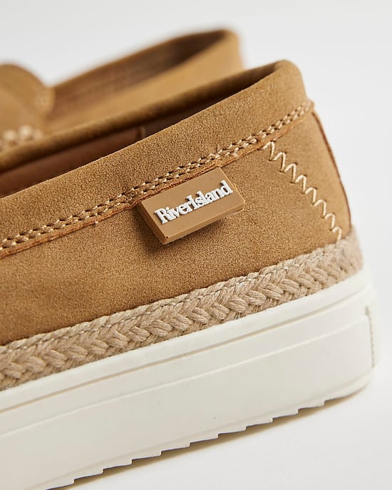 River Island Boys Espadrille Loafers Brown Slip On Shoes - Image 5