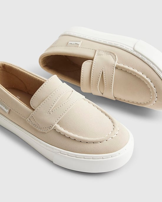 River Island Boys Loafers Beige Slip On Flat Shoes - Image 4