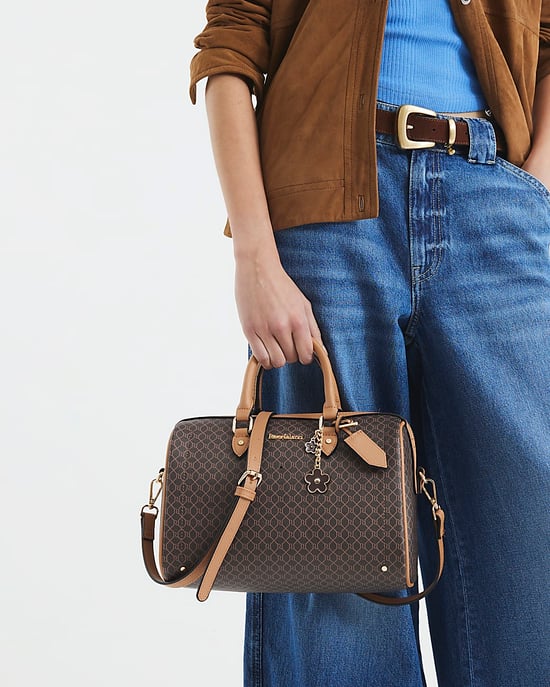 River Island Womens Crossbody Bag Brown Monogram Bowler - Image 5