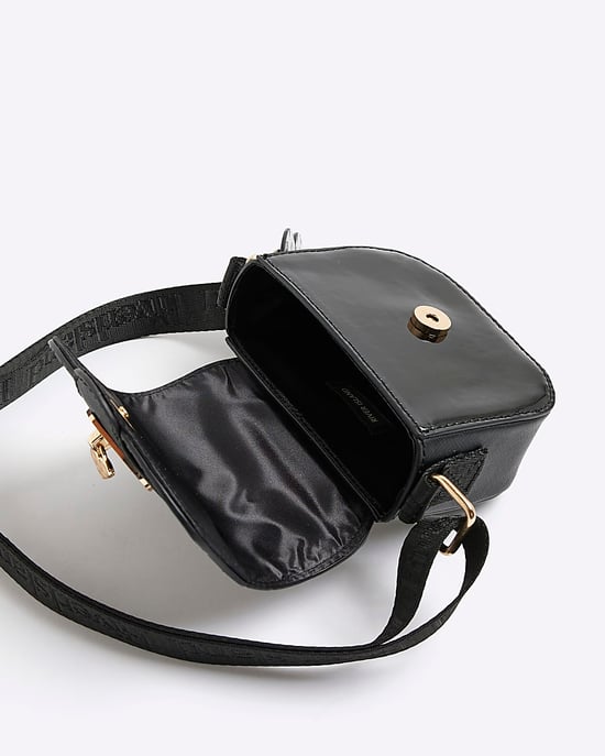River Island Girls Crossbody Bag Black Monogram Heartlock - Image 4