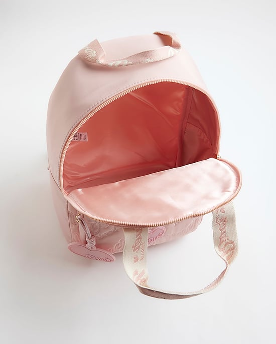 River Island Girls Backpack Pink Nylon Script Padded Bag - Image 4