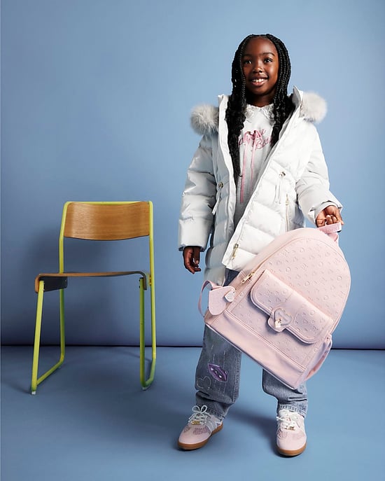 River Island Girls Backpack Pink Heart Lock Pocket Zipped Padded - Image 5
