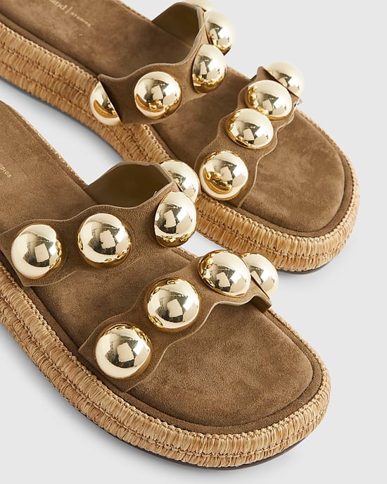 River Island Womens Sandals Khaki Studded Flatform Shoes - Image 3