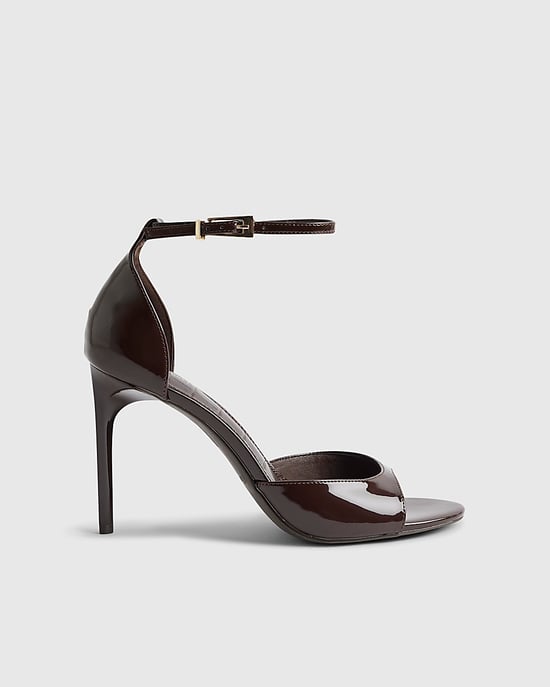 River Island Womens Sandals Brown Closed Back Buckle Heeled Shoes - Image 2