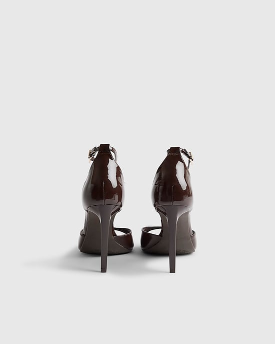 River Island Womens Sandals Brown Closed Back Buckle Heeled Shoes - Image 3