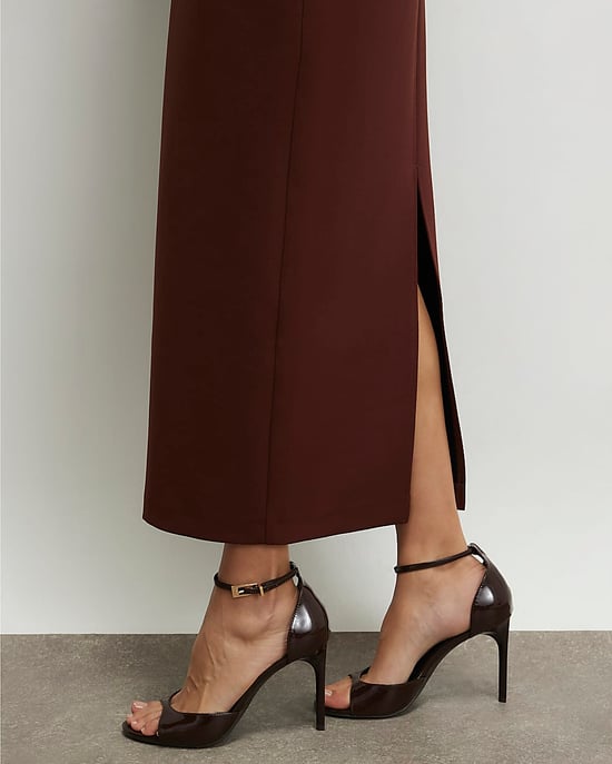 River Island Womens Sandals Brown Closed Back Buckle Heeled Shoes - Image 5