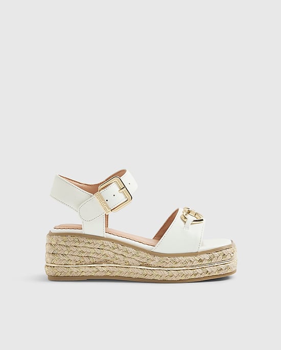 River Island Girls Sandals White Heart Snaffle Wedge Buckle - Image 2