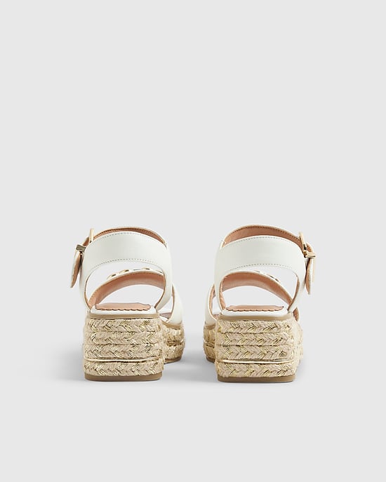 River Island Girls Sandals White Heart Snaffle Wedge Buckle - Image 3
