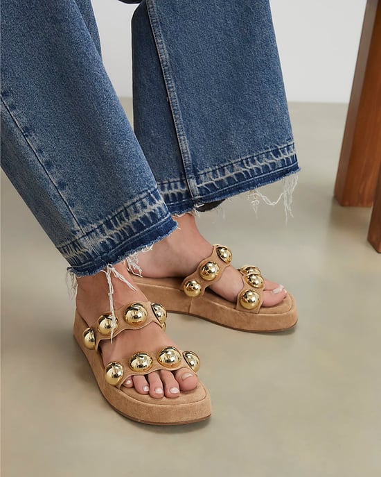 River Island Womens Sandals Beige Studded Flatform Shoes - Image 5