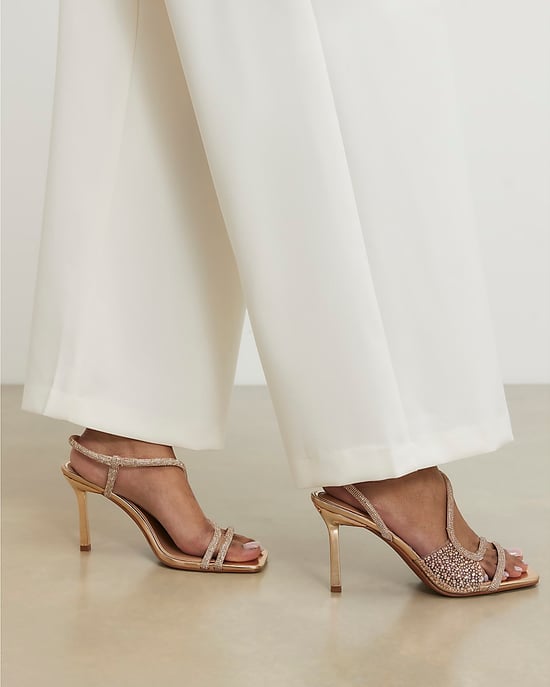 River Island Womens Sandals Gold Perspex Diamante Heeled Shoes - Image 4