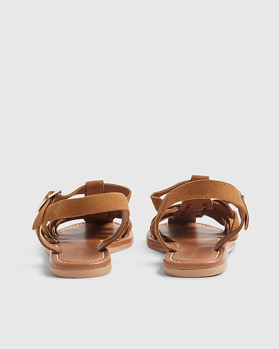 River Island Womens Sandals Brown Suede Fisherman Buckle Shoes - Image 2