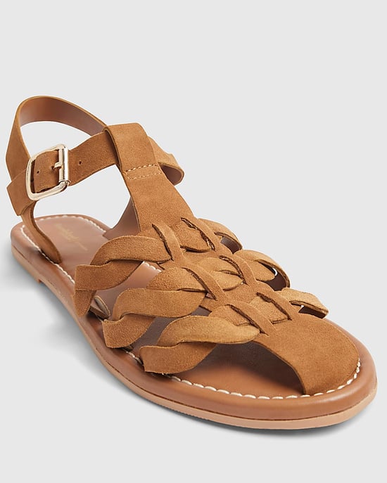 River Island Womens Sandals Brown Suede Fisherman Buckle Shoes - Image 3