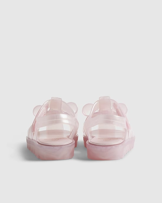 River Island Mini Girls Sandals Pink Glitter Bow Jelly Shoes - Image 3