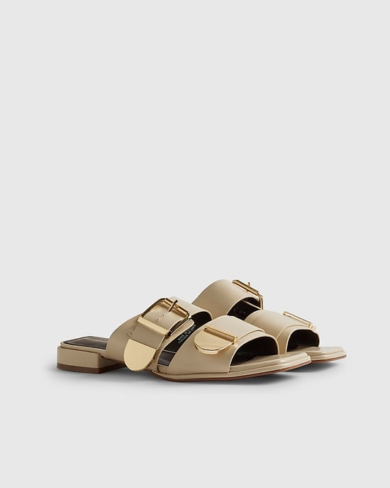 River Island Womens Sandals Beige Buckled Flat Shoes - Image 1