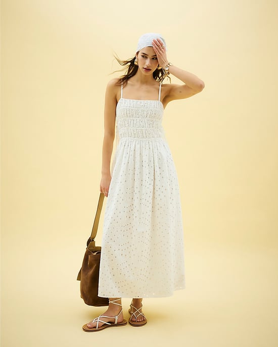 River Island Womens Maxi Dress White Broderie Shirred Sleeveless - Image 1