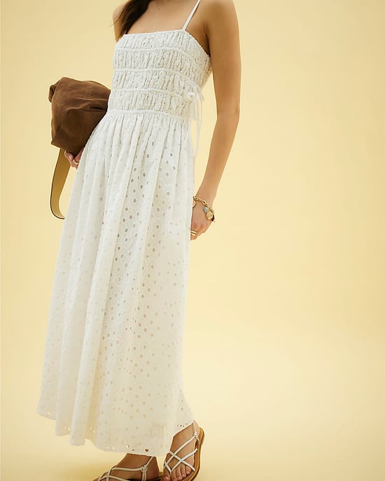 River Island Womens Maxi Dress White Broderie Shirred Sleeveless - Image 3