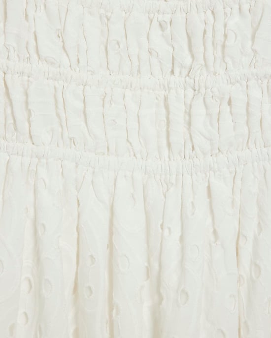 River Island Womens Maxi Dress White Broderie Shirred Sleeveless - Image 5