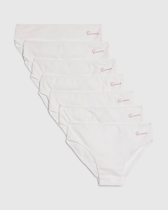 River Island Girls Briefs White RI 7 Pack Graphic - Image 1