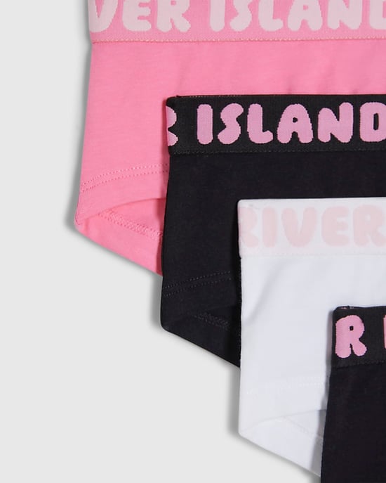 River Island Girls Briefs Pink Hipster 5 Pack Elasticated - Image 3