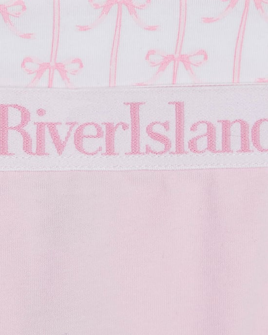 River Island Girls Briefs Pink Bow Print 5 Pack Elasticated - Image 2