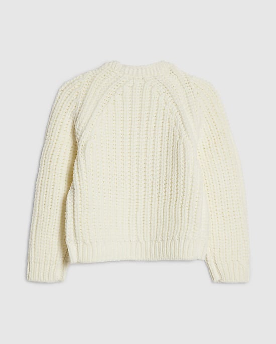 River Island Girls Cardigan Cream Knitted Flower Floral - Image 4