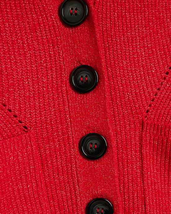 River Island Womens Cardigan Red Knitted Shoulder Padded - Image 5