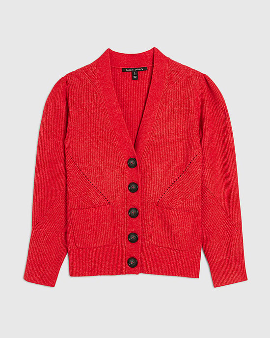River Island Womens Cardigan Red Knitted Shoulder Padded - Image 6