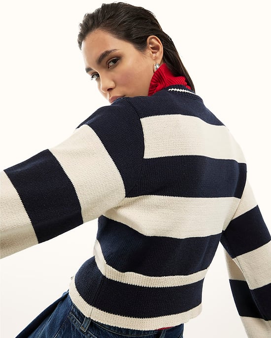 River Island Womens Cardigan Navy Striped Long Sleeve - Image 3
