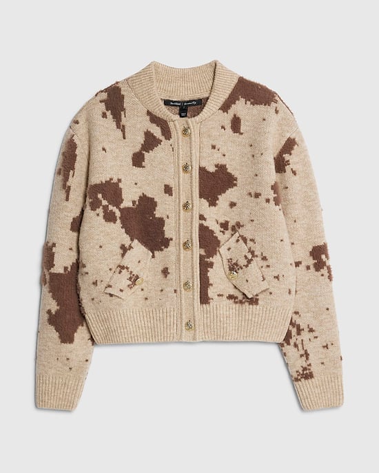 River Island Womens Cardigan Cream Knitted Cow Print Button - Image 6