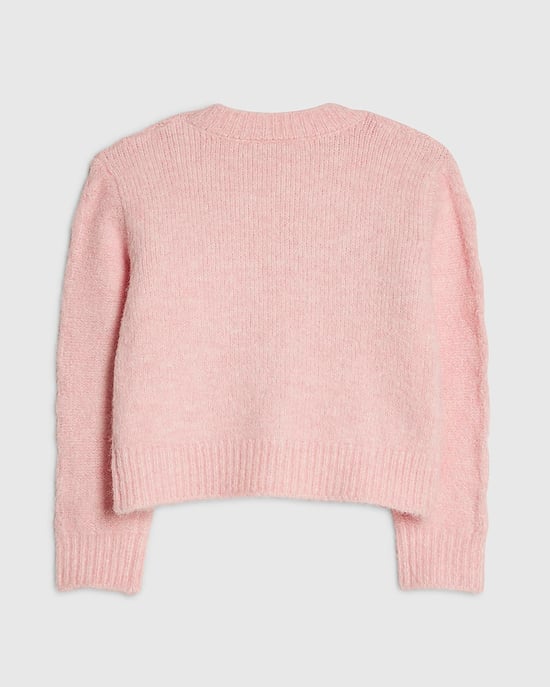 River Island Girls Cardigan Pink Bow Flower Long Sleeve - Image 4