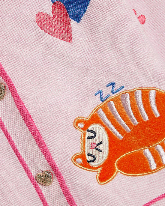 River Island Mini Girls Cardigan Abbie Rosie Pink Tiger - Image 3