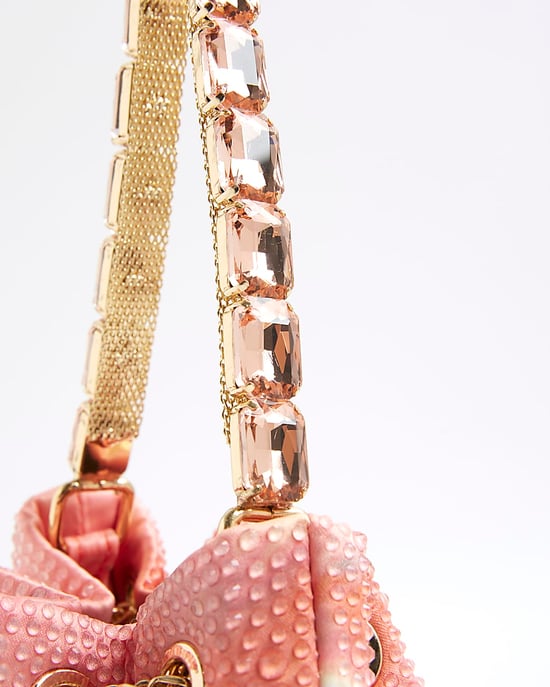 River Island Womens Bucket Bag Pink Floral Embellished Drawstring - Image 3