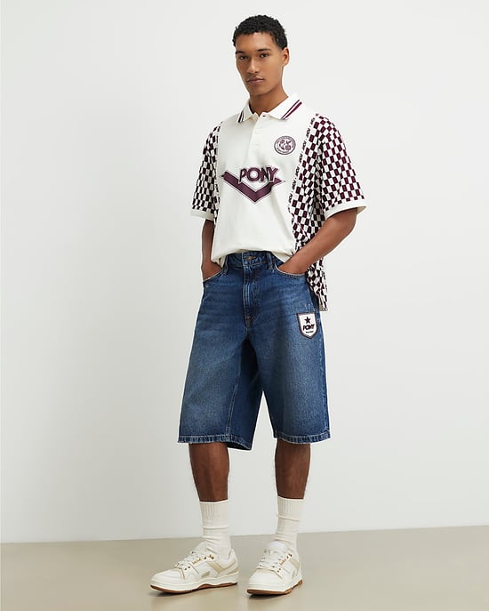 River Island Mens Top White Oversized Check Print Polo Collared - Image 3