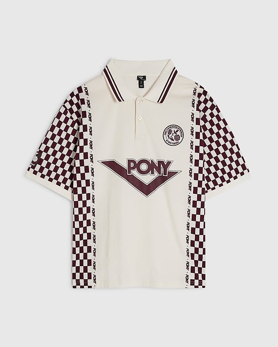 River Island Mens Top White Oversized Check Print Polo Collared - Image 6