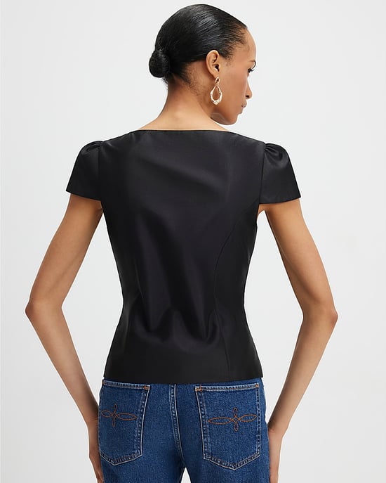 River Island Womens Top Black Button Puff Sleeve - Image 3