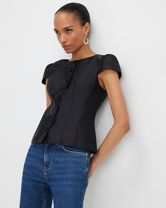 River Island Womens Top Black Button Puff Sleeve - Image 4