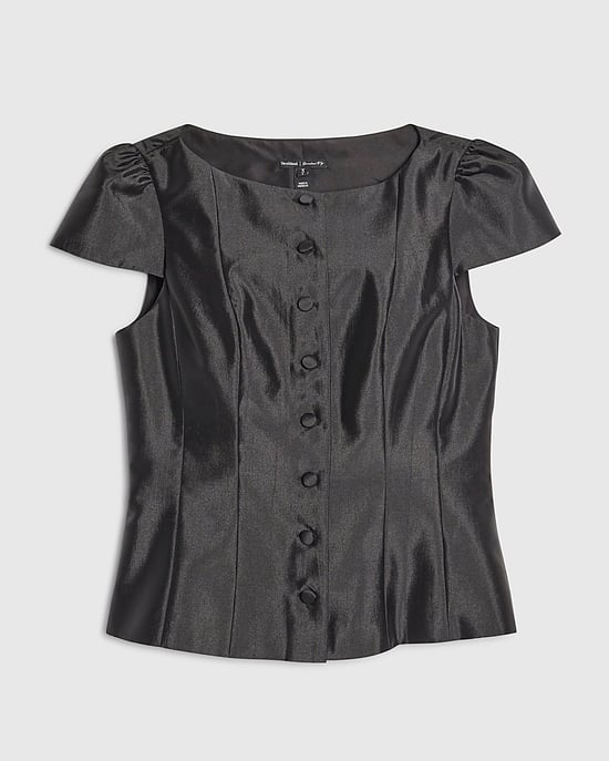 River Island Womens Top Black Button Puff Sleeve - Image 6