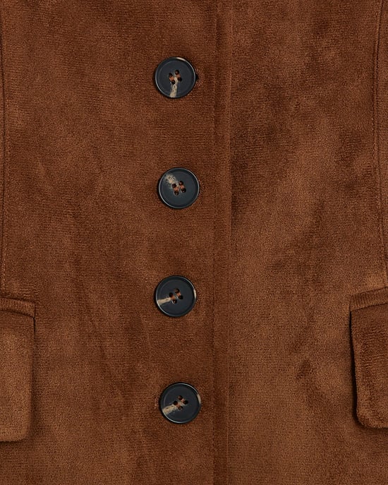 River Island Womens Blazer Brown Faux Suede Fitted - Image 4