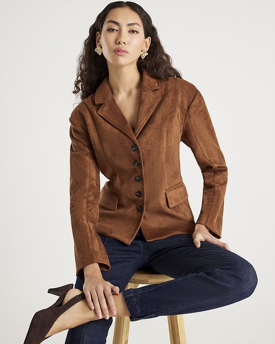 River Island Womens Blazer Brown Faux Suede Fitted - Image 5