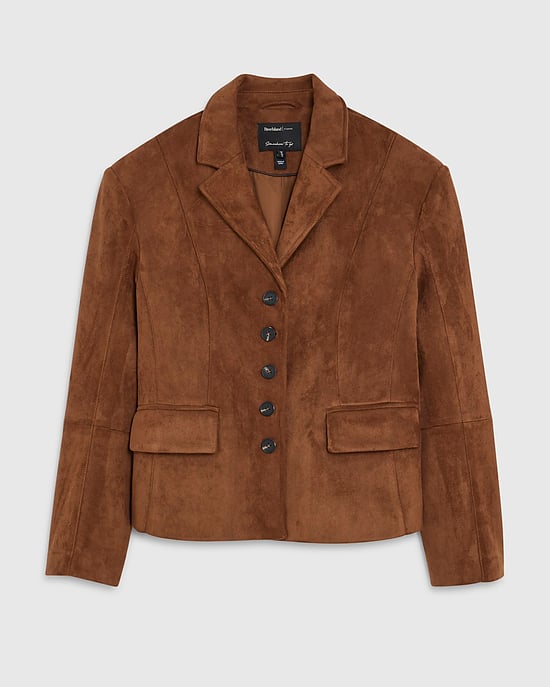 River Island Womens Blazer Brown Faux Suede Fitted - Image 6