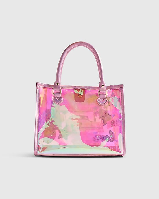 River Island Girls Shopper Bag Pink Year Zero Jelly Graphic Zipped - Image 2