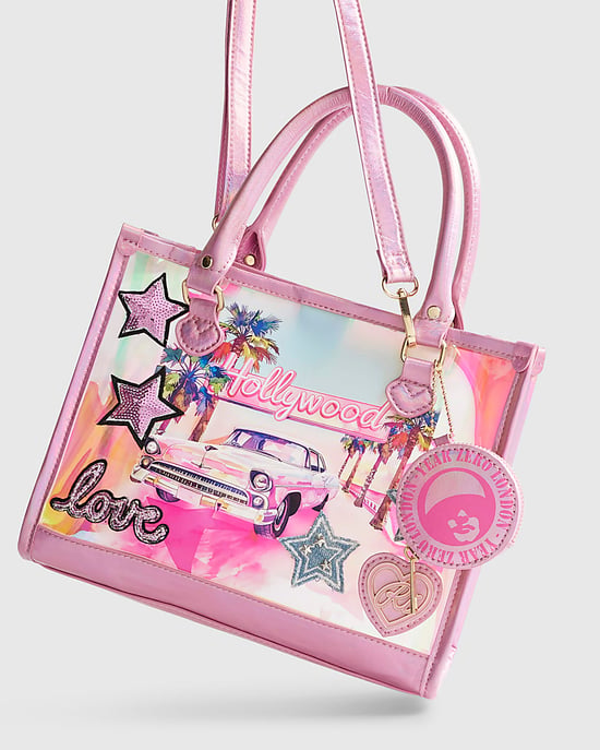 River Island Girls Shopper Bag Pink Year Zero Jelly Graphic Zipped - Image 3