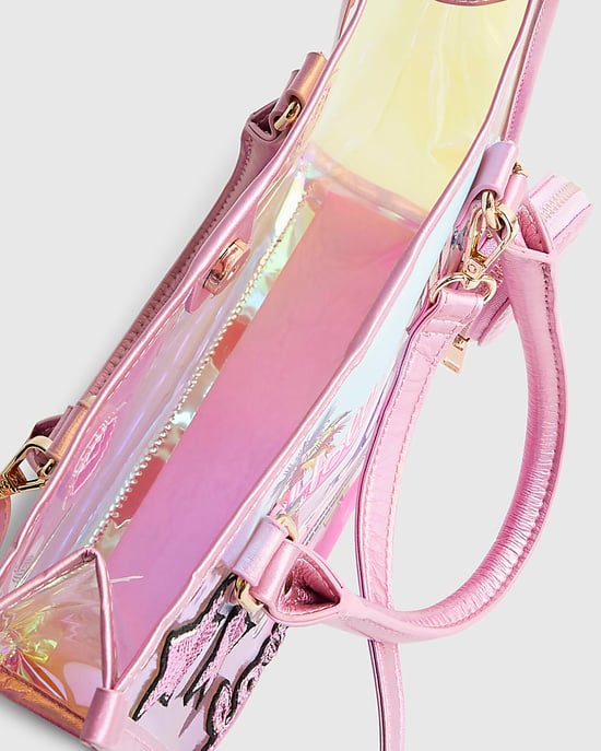 River Island Girls Shopper Bag Pink Year Zero Jelly Graphic Zipped - Image 4