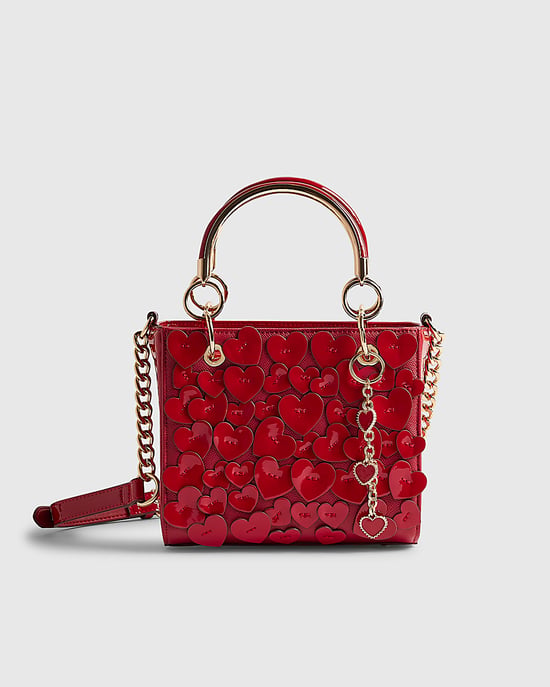 River Island Womens Tote Bag Red 3D Heart Detail Zip - Image 3