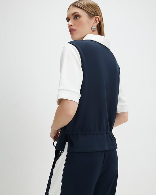 River Island Womens Polo Shirt Navy Short Sleeve Collared Button - Image 3