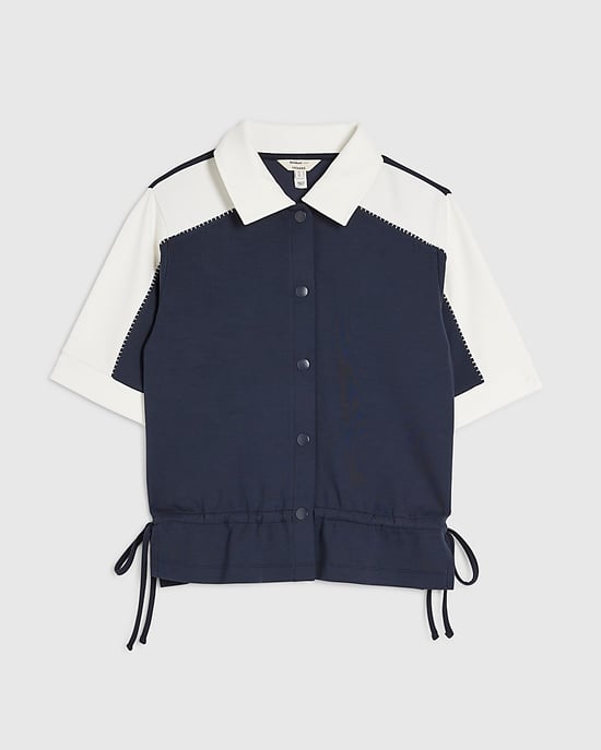 River Island Womens Polo Shirt Navy Short Sleeve Collared Button - Image 6