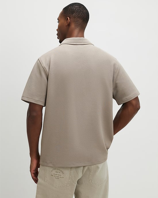River Island Mens Shirt Beige Regular Fit Revere Short Sleeve - Image 3
