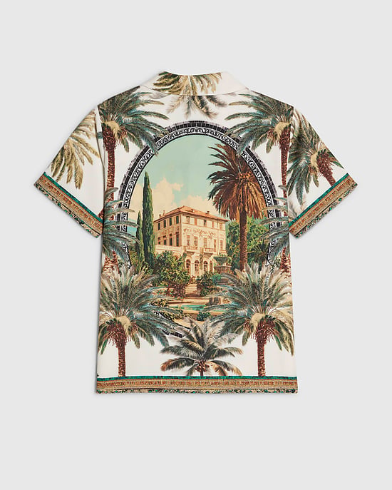 River Island Boys Shirt White Palm Print Short Sleeve Collared Top - Image 2