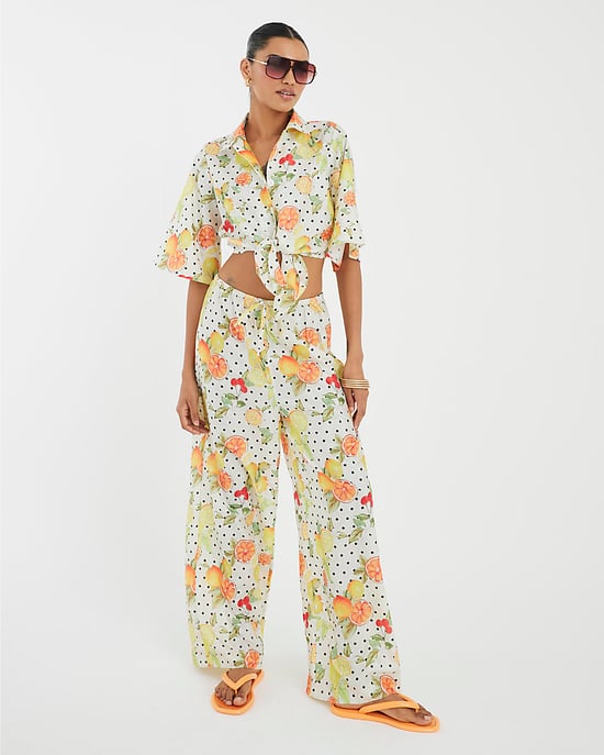 River Island Womens Shirt White Fruit Polka Dot Print Beach Button - Image 2