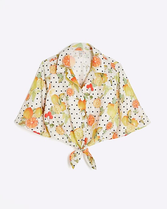 River Island Womens Shirt White Fruit Polka Dot Print Beach Button - Image 6